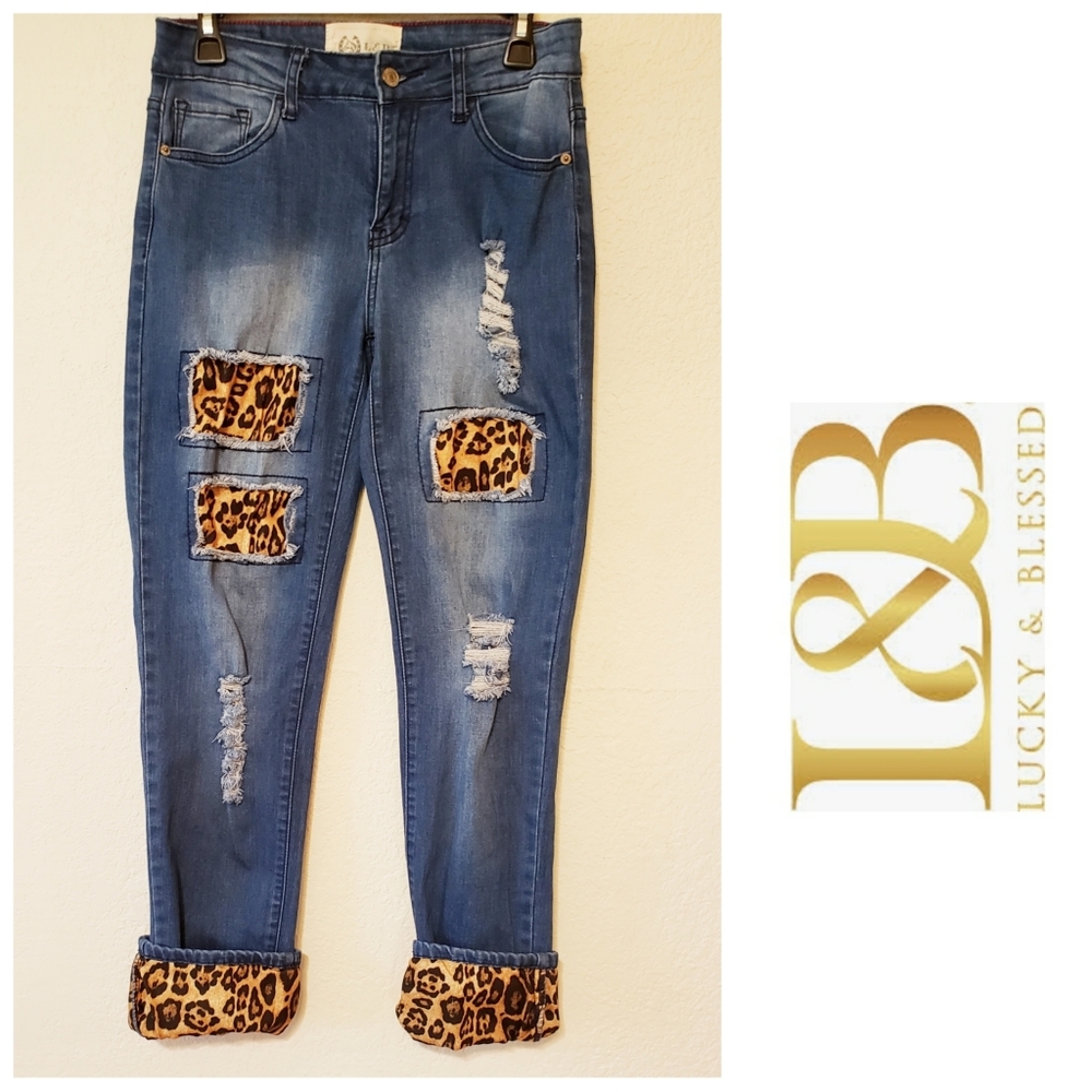 Lucky and Blessed Leopard Jeans